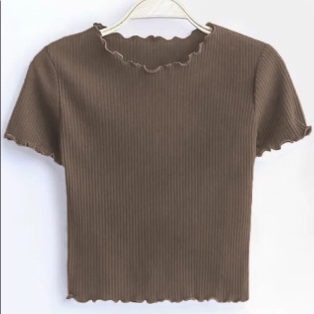 Curled Hem Crop Top